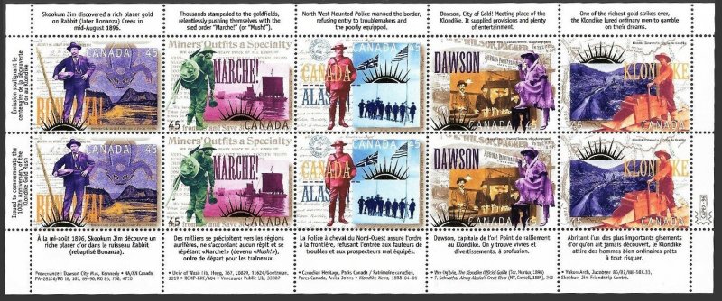 CANADA SC##1606i Yukon Gold Rush pane of 10 (1996) MNH​