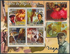 Sao Tome & Principe 2008 MNH Art Stamps Edgar Degas Nude Paintings Nudes 4v M/S