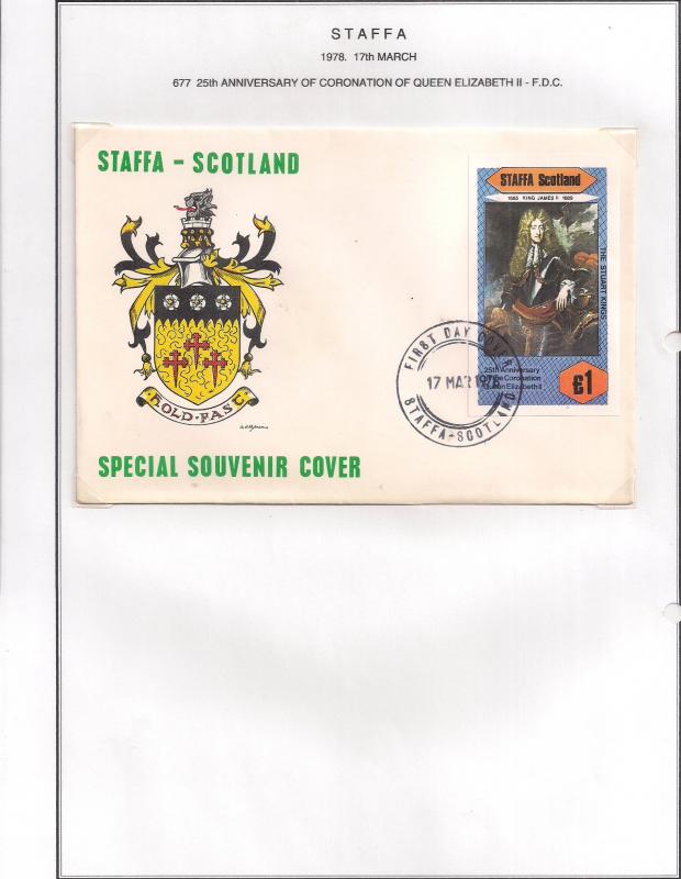 SCOTLAND - STAFFA - 1978 - Coronation, 25th Anniv  - Souv Sheet - F D C