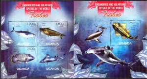 Uganda 2013 Marine Life Fishes sheet + S/S MNH