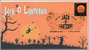 2016,  Jack O Lanterns, Halloween, Pumpkins, Digital Color Postmark, 16-290