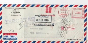 Indonesia 1980 Bank Ekspor Impor Ind Regd Airmail Meter Mail Stamp Cover Rf29968