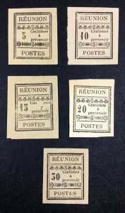 MOMEN: FRENCH REUNION SC #J1-J5 1889-92 POSTAGE DUE UNUSED $227 LOT #68309*