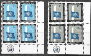 UN-NY # 108-09  Memorial 1962 M.I. block 4  (2) Mint NH