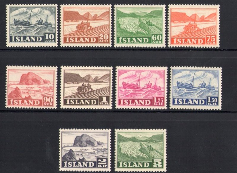 1950 Iceland, National Activities, 10 Val No. 224-233 MNH** (1.25 Kr. with print