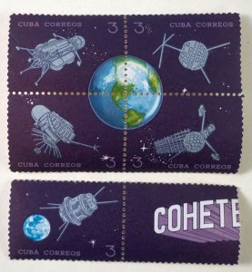 Cuba Sc# 869-872  SATELLITES & ROCKETS  3c w/ tag 1964  MNH