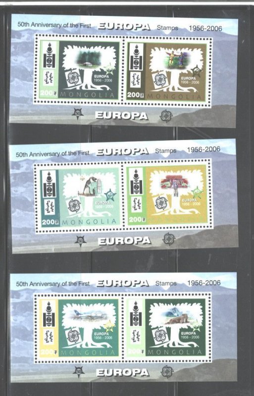 MONGOLIA, 2006, 5Oth ANNIV. EUROPE, M.S.s#2613m-r MNH