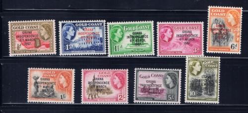 Ghana 5-13 Hinged 1957 overprint set 