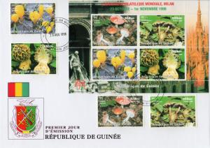 Guinea 1998 Mi#1991/1994+Bl.545  Mushrooms/Italy'98 Set+S/S Perforated FDC