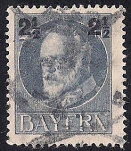 Bavaria #115 2 1/2 on a 2PF Prince Luitpold Stamp used F-VF