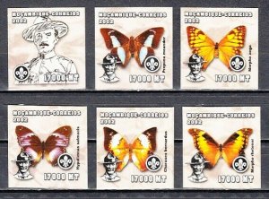 Mozambique, 2002 issue. Scout B. Powell and Butterflies IMPERF issue. ^