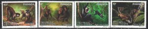 Rwanda. 1988. 1389-92. Monkeys, fauna. MNH.