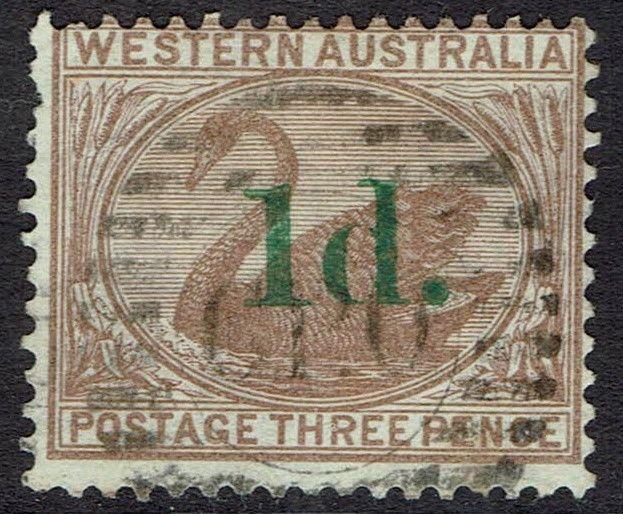 WESTERN AUSTRALIA 1885 SWAN 1D ON 3D USED 