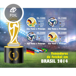 SAO TOME E PRINCIPE 2014 SHEET WORLD CUP BRAZIL FOOTBALL SOCCER SPORTS st14302a