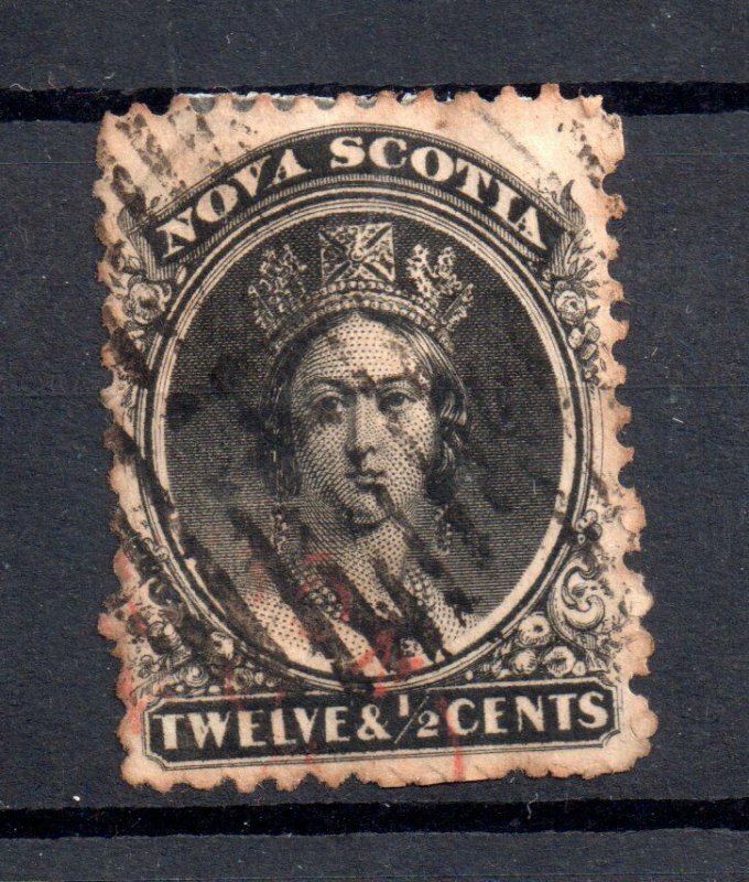 Nova Scotia QV 1860 12 1/2c used yellow paper SG17 WS19046