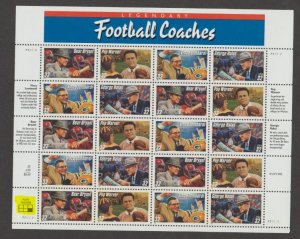 U.S. Scott #3143-3146 Football Coaches - Mint NH Sheet - Highlighted LR Plate