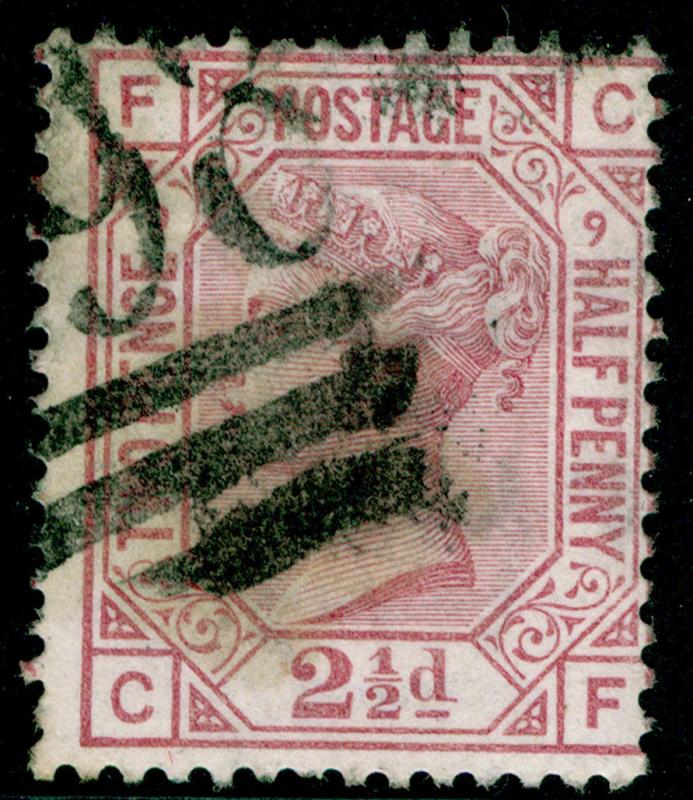 SG141, 2½d rosy mauve PLATE 9, USED. Cat £60. CF