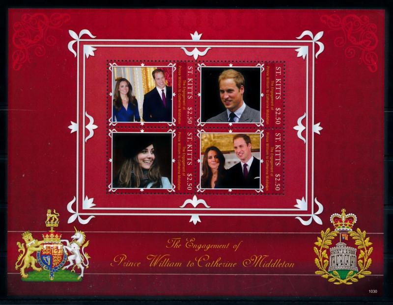 [76534] St. Kitts 2011 Royal Engagement Prince William & Kate Sheet MNH