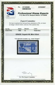 US SCOTT #1012 GP Mint-Superb-OG-NH Graded 98 W/ PSE Cert (GARY 11/10/20)