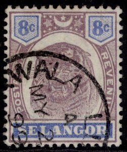 MALAYSIA - Selangor QV SG56, 8c dl purple & ultram, VERY FINE USED. Cat £14. CDS