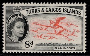 TURKS & CAICOS ISLANDS QEII SG245, 8d vermilion & black, M MINT.