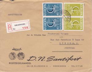 Netherland 1966  Europa SetX2on Registered Cover to Lisbon. Colorful Usage VF