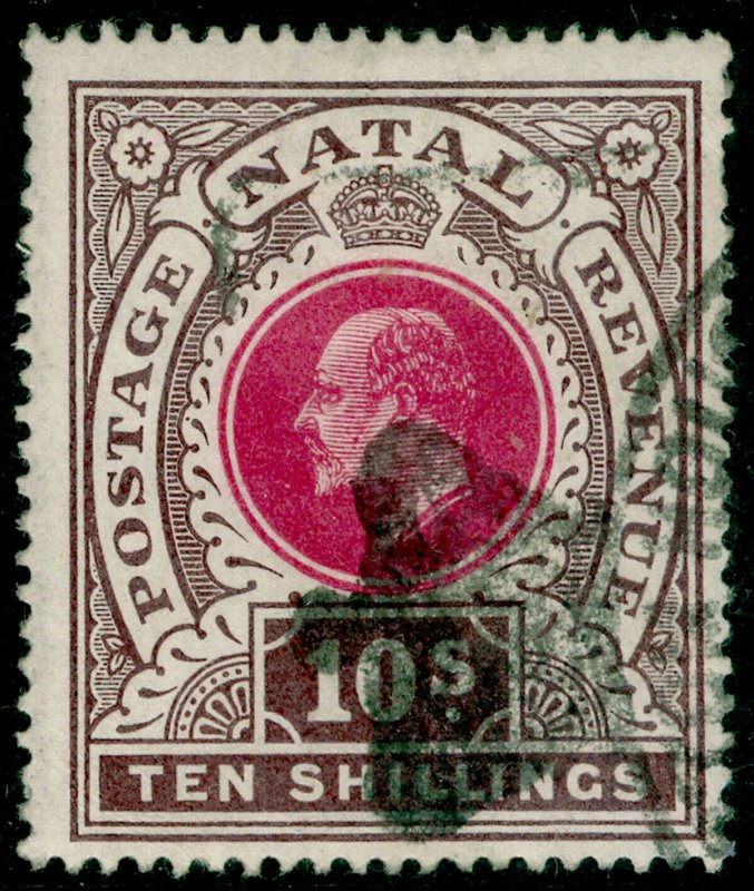 SOUTH AFRICA - Natal SG141, 10s deep rose & chocolate, USED. Cat £50.