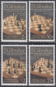 GIBRALTAR Sc # 1310-3 CPL MNH 10th ANN FIRST INT'l CHESS FESTIVAL