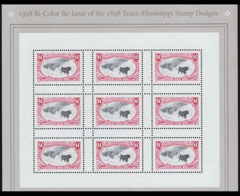 US 1998 $1 3209 $1.00 Re-Issue Trans-Mississippi Mint Stamp Sheet