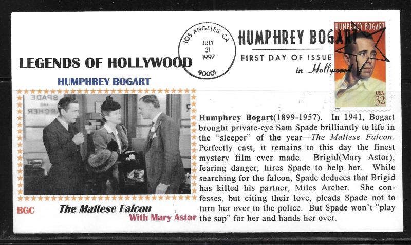 United States 3152 Humphrey Bogart BGC Maltese Falcon Cachet FDC (z4)
