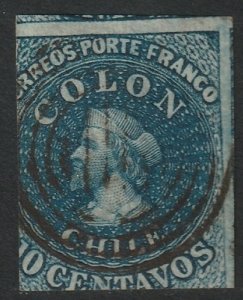 Chile 1859 Sc 10i used bluish paper