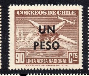 Chile 1920s-30s Airmail Issue Mint Hinged Shade 1P. Un Peso Surcharged NW-13522