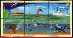 2706 BRAZIL 1999 LIGHTHOUSES, TURTLE, SHIPS BIRDS, MI# 2925-30 RHM C-2182-87 MNH