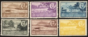 SPANISH GUINEA Scott 305-309A F-VF+/MNH-1949 2c-30c San Carlos Bay-Partial Set