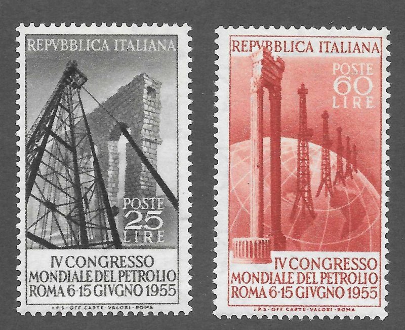 Italy Scott 692-93 Unused HOG - 1955 4th World Petroleum Congress - SCV $1.45