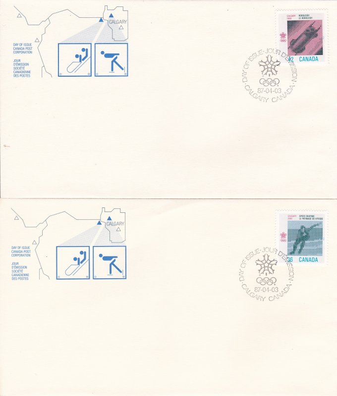 Canada # 1130-1131, Calgary Winter Olympics, First Day Covers