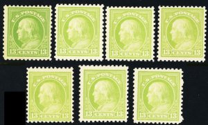 513, Mint VF NH 13¢ GROUP OF SEVEN Franklin's CV $147.00 * Stuart Katz