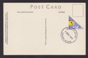 Herm Island 2p Fish Triangular Bisect on 1961 Petit Port PPC, JETHOU cancel, VF