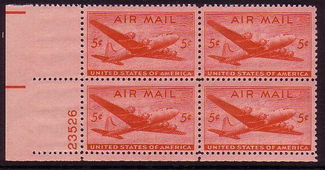 USA Airmail Douglas DC-4 Plate Block 1946 MNH SG#a941 MI#549 CVEur1.200.00