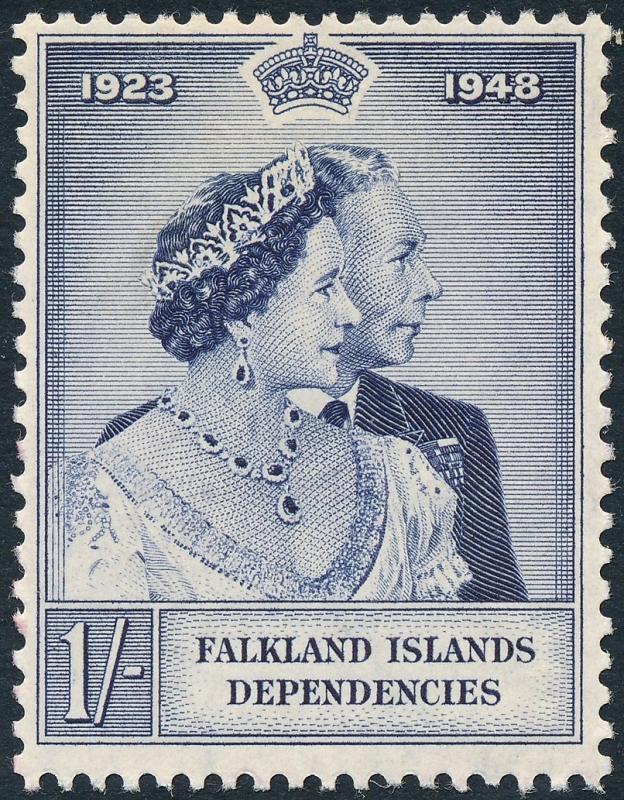 Falkland Islands Dependencies 1948 Royal Silver Wedding 1s Violet-Blue SGG20 MH