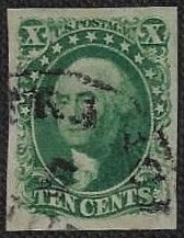 U.S. #14 Used 10c Washington Imperf (1855) - PSE Certificate w/ 85 grade