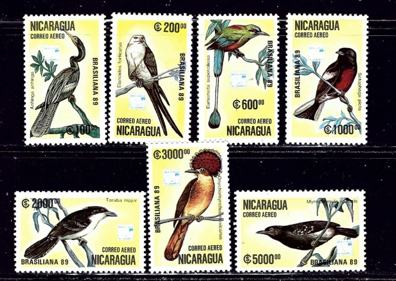 Nicaragua C1172-78 MNH 1989 Birds    (ap2041)