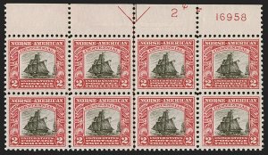 MOMEN: US #620 OMITTED BLACK PLATE BLOCK OF 8 MINT OG 8NH PF CERT LOT #92243-8*