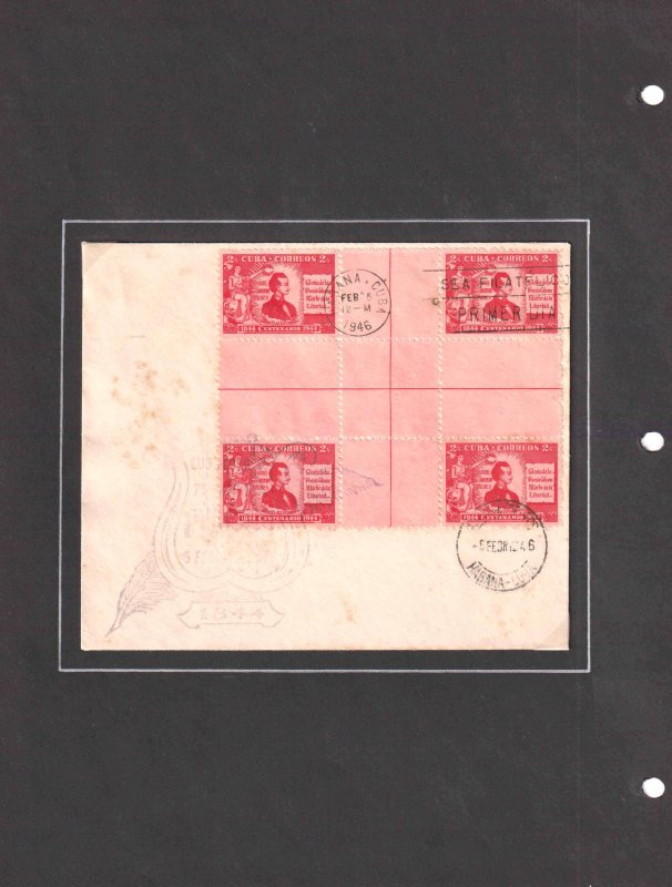 CUBA 402 3 SCANS SPECIALIST FIRST DAY COVERS ONE CROSS GUTTER BLOCK