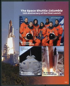 St Vincent & Grenadines 2019 MNH Space Shuttle Columbia Launch 3v M/S Stamps