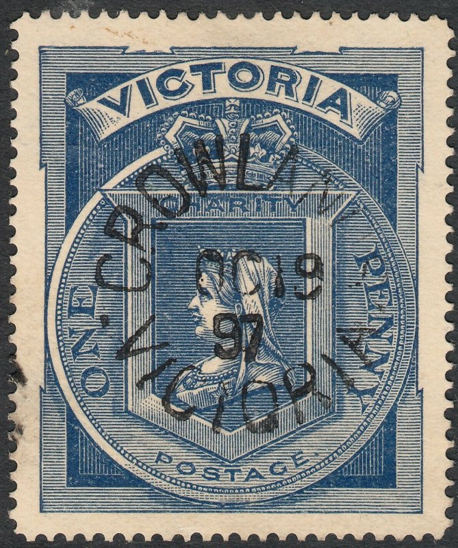 Victoria 1897 QV 1d (1/-) Hospital Fund VFU Crowlands Pmk 3 Days Before Issue