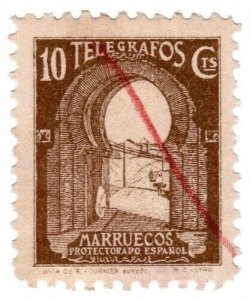 (I.B) Spanish Morocco Telegraphs : 10c Brown