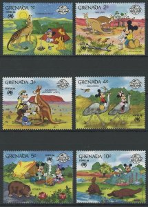 Grenada Disney Stamps Australia Kangaroo Serie Set of 6 Stamps Mint NH