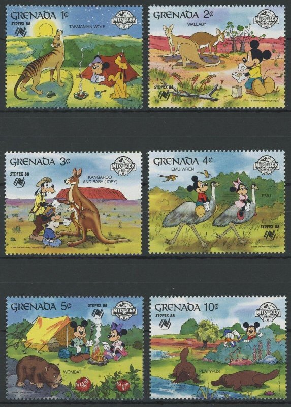 Grenada Disney Stamps Australia Kangaroo Serie Set of 6 Stamps Mint NH