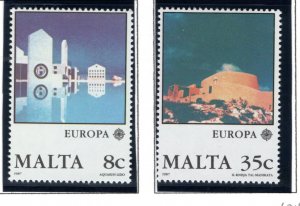 694-695 Malta, Limestone Buildings Stamp Set, 1987, MNHOG